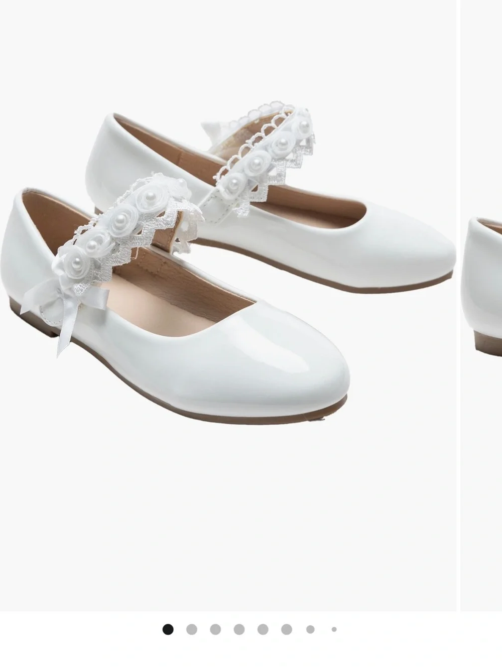Tulleen Girls' White Patent Mary Jane Shoes with Lace Strap